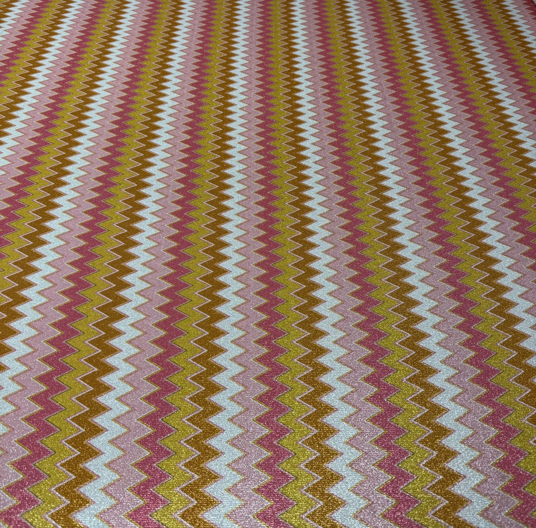 Metallic Lurex Chevron Fabric by the Metre - Whotex Fabrics London