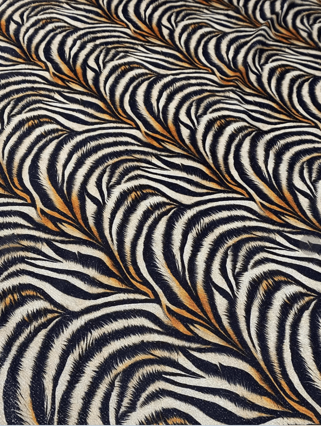 Metallic Zebra Print Lurex Fabric by the Metre - Whotex Fabrics London