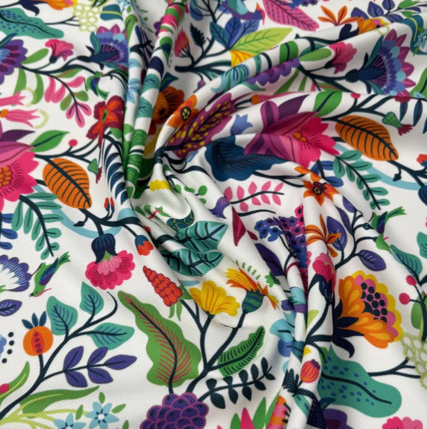 Mexican Flowers Fabric by the Metre - Whotex Fabrics London