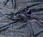 Midnight Blue Paisley Viscose Stretch Fabric By the Metre - Whotex Fabrics London