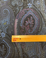 Midnight Blue Paisley Viscose Stretch Fabric By the Metre - Whotex Fabrics London