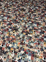 Colorful modern alphabet pattern fabric with vibrant typography design and 150cm width for sewing projects