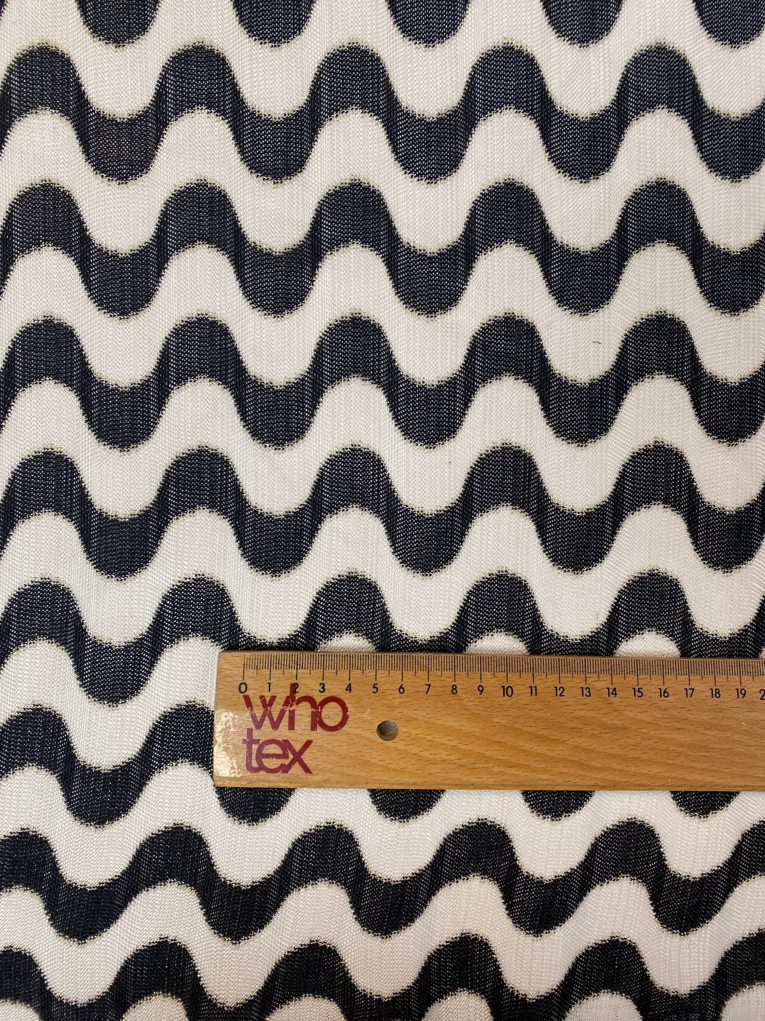 Monochrome Wave Mesh Fabric by the Metre - Whotex Fabrics London