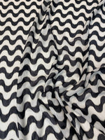 Monochrome Wave Mesh Fabric by the Metre - Whotex Fabrics London