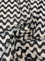 Monochrome Wave Mesh Fabric by the Metre - Whotex Fabrics London