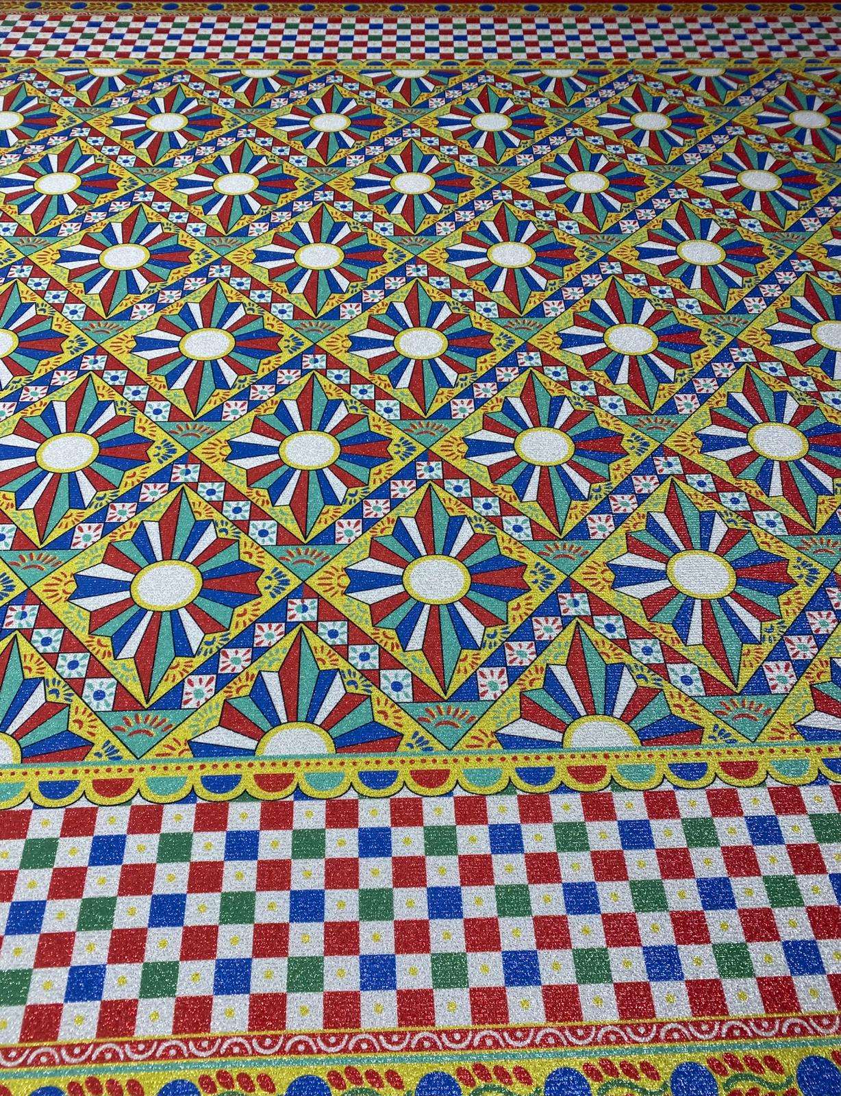 Mosaic Geometric Lurex Fabric by the Metre - Whotex Fabrics London