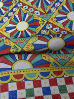 Mosaic Geometric Lurex Fabric by the Metre - Whotex Fabrics London