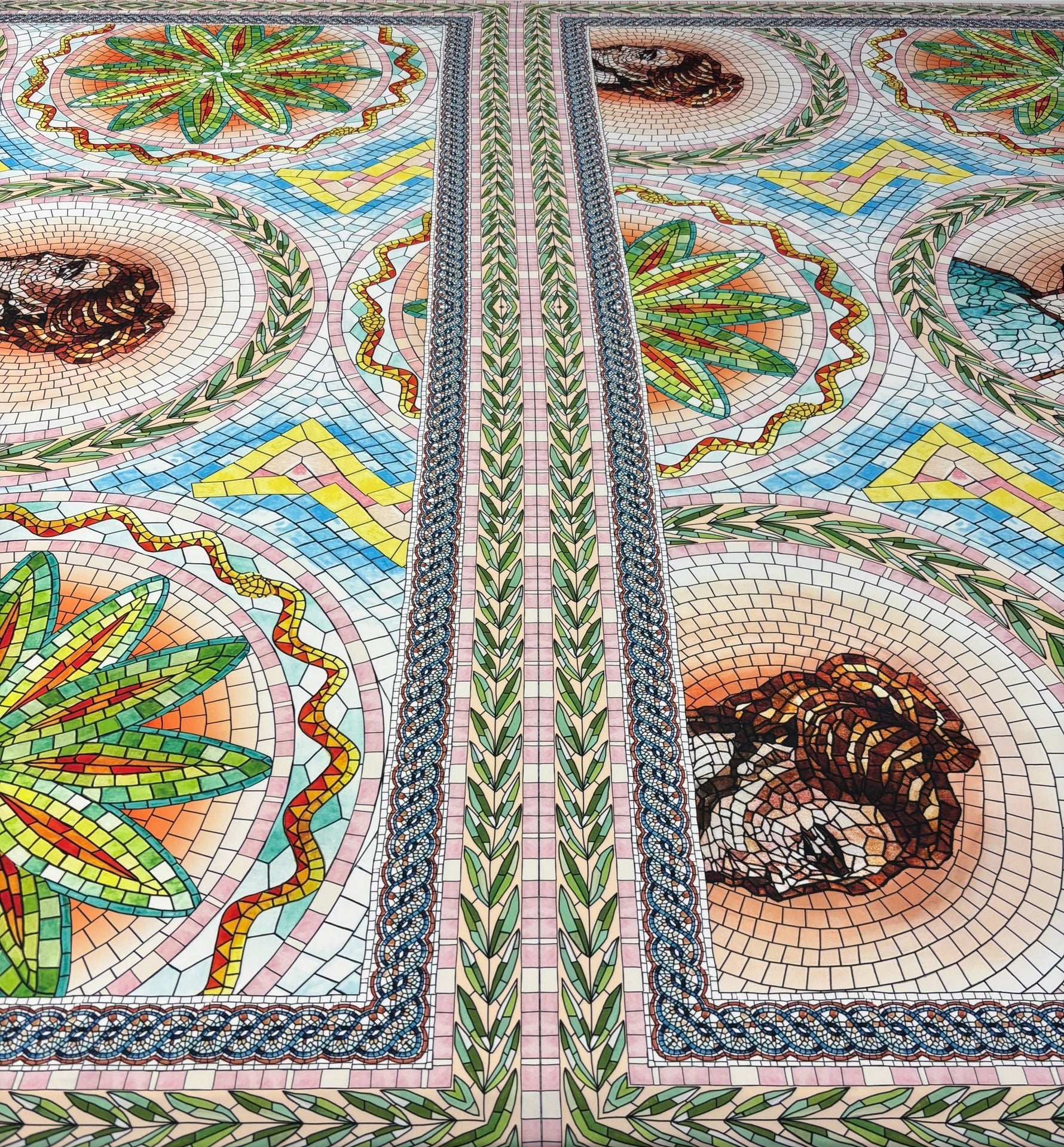 Mosaic Print Crepe Fabric by the Metre - Whotex Fabrics London