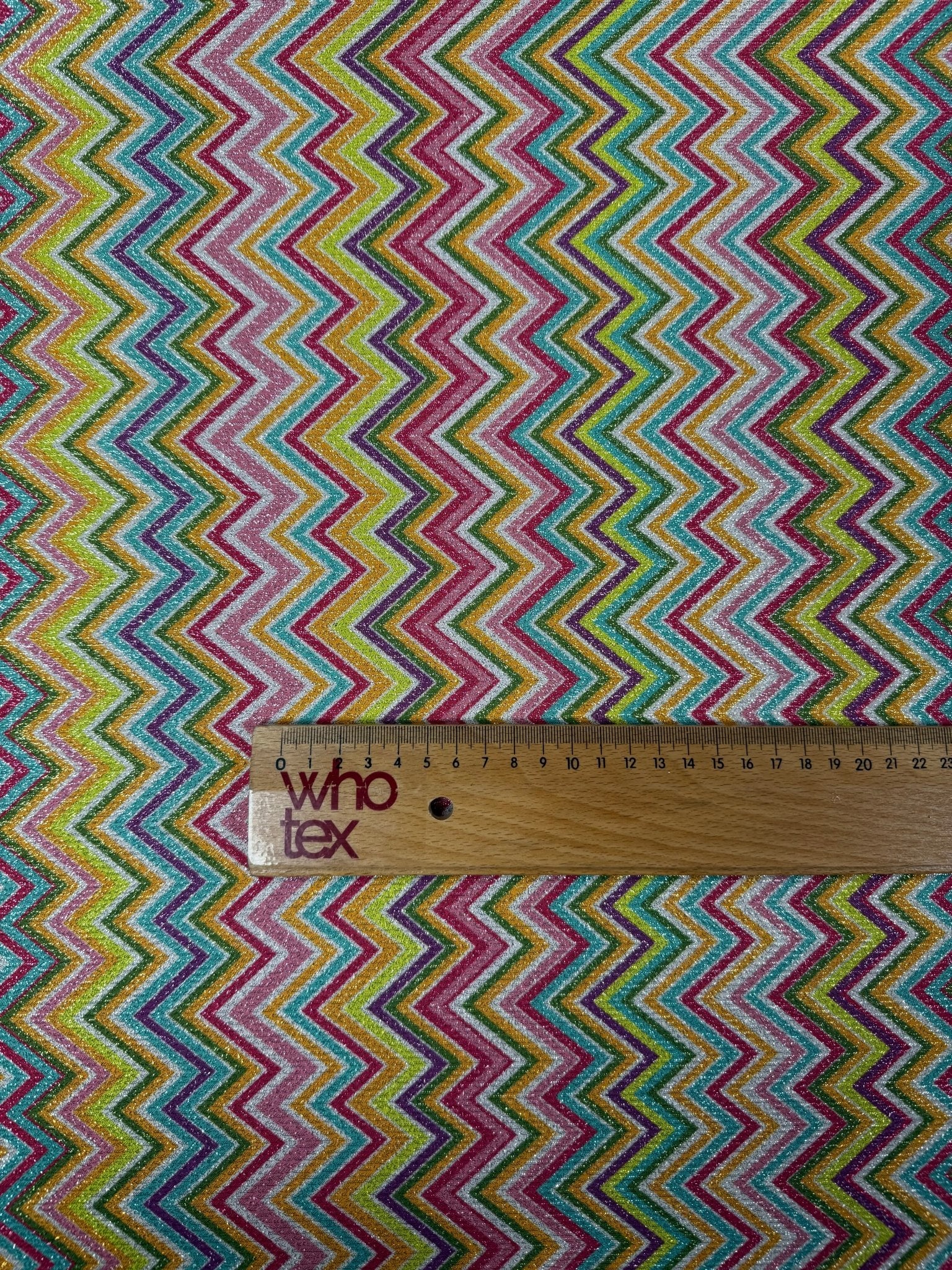 Multicolor Shimmer Zigzag Knit Fabric - Whotex Fabrics London