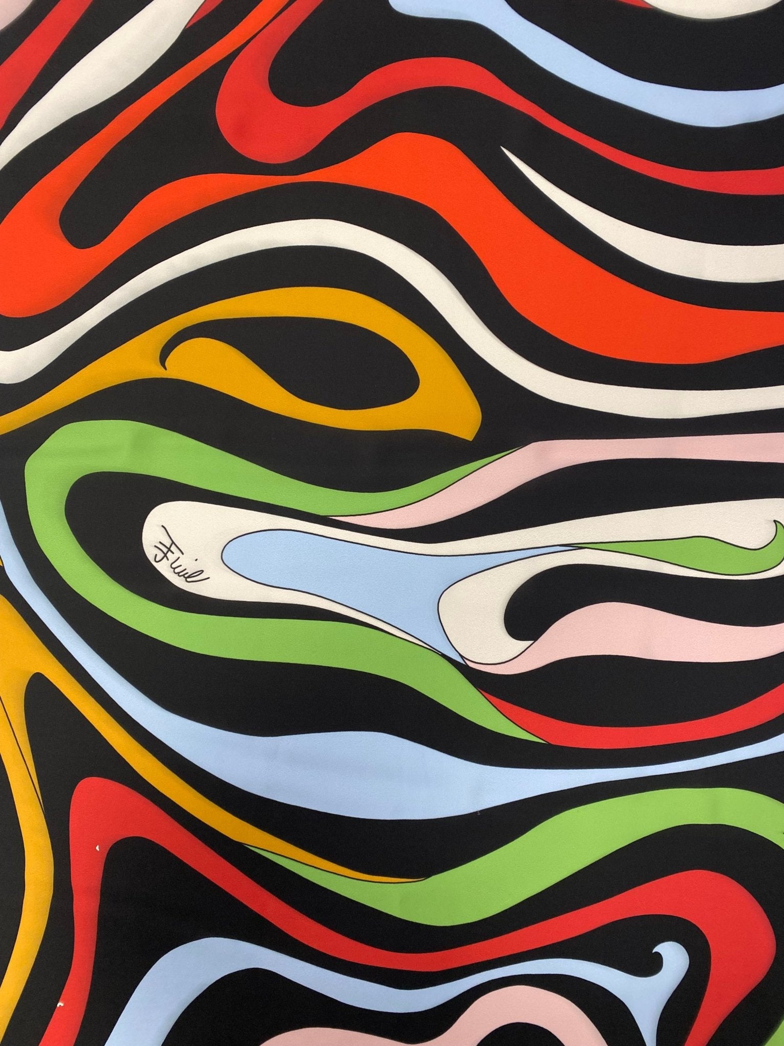 Multicolour Abstract Wave Print Fabric by the Metre - Whotex Fabrics London