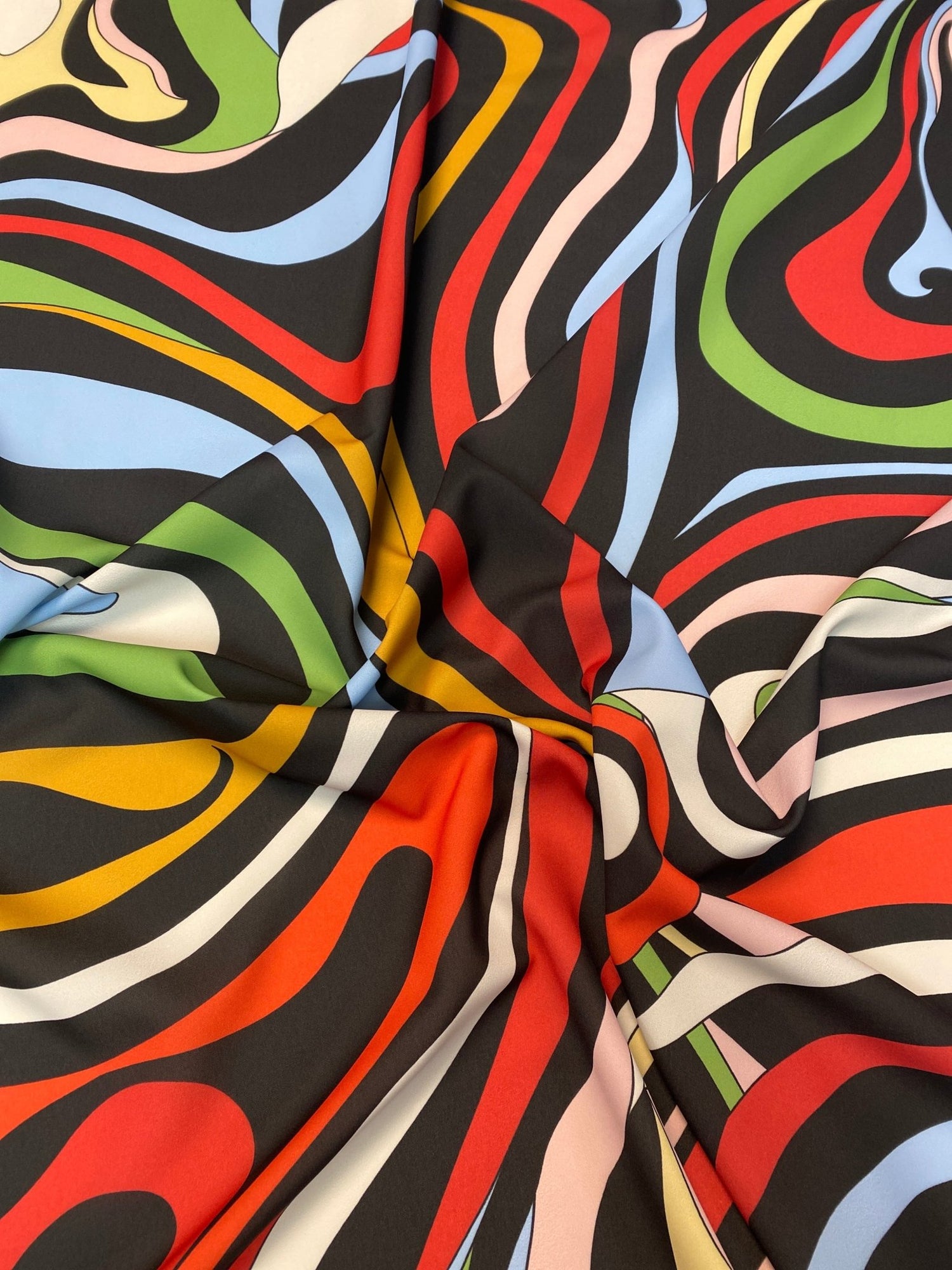 Multicolour Abstract Wave Print Fabric by the Metre - Whotex Fabrics London