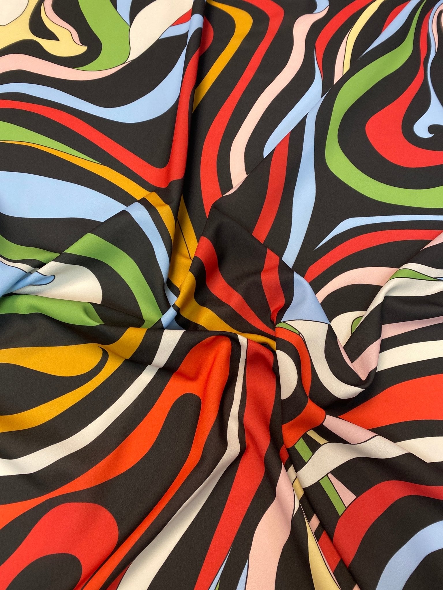 Multicolour Abstract Wave Print Fabric by the Metre - Whotex Fabrics London