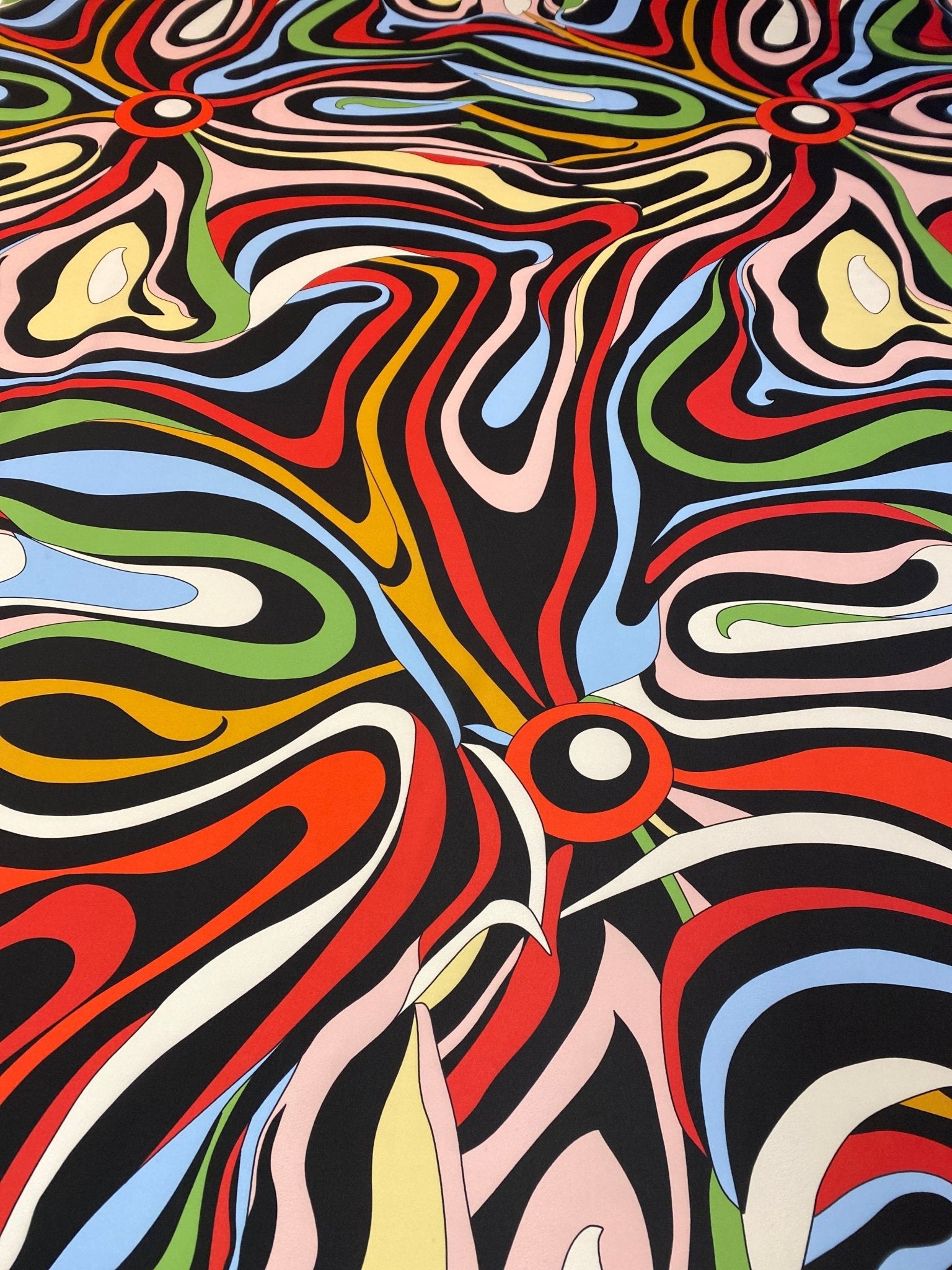 Multicolour Abstract Wave Print Fabric by the Metre - Whotex Fabrics London