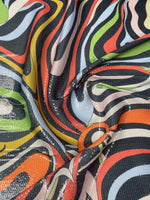 Multicolour Abstract Wave Print Sequin Fabric by the Metre - Whotex Fabrics London