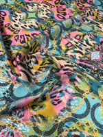 Multicolour Animal & Chain Print Sequin Fabric - Whotex Fabrics London