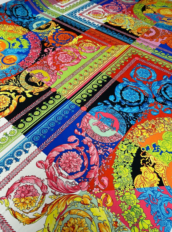 Multicolour Baroque Crepe Fabric by the Metre - Whotex Fabrics London