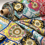 Multicolour Baroque Print Satin Fabric by the Metre - Whotex Fabrics London