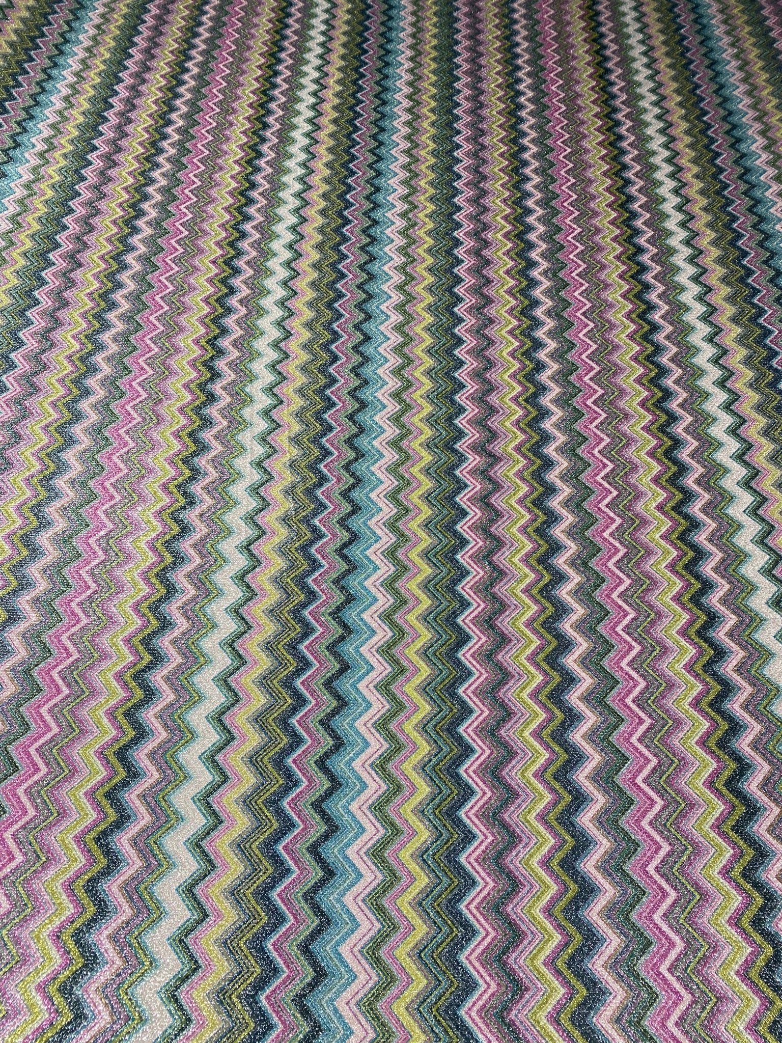 Multicolour Chevron Lurex Fabric with Metallic Shine - Whotex Fabrics London