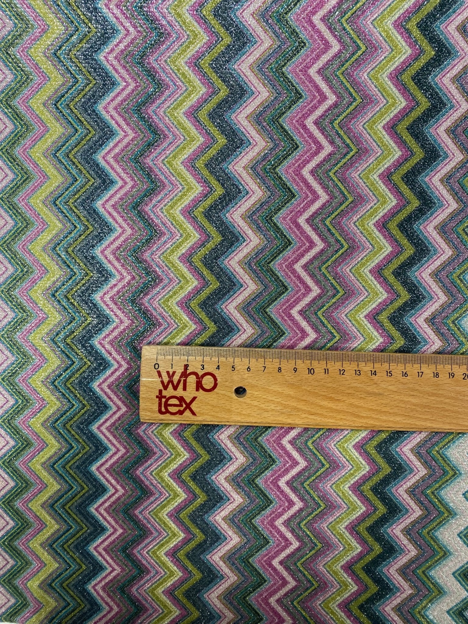 Multicolour Chevron Lurex Fabric with Metallic Shine - Whotex Fabrics London