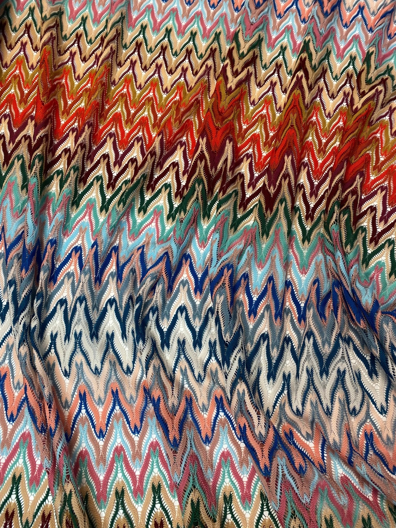 Multicolour Chevron Mesh Fabric by the Metre - Whotex Fabrics London