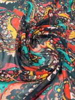 Multicolour Paisley Fabric – Soft Drape Dressmaking Cloth - Whotex Fabrics London