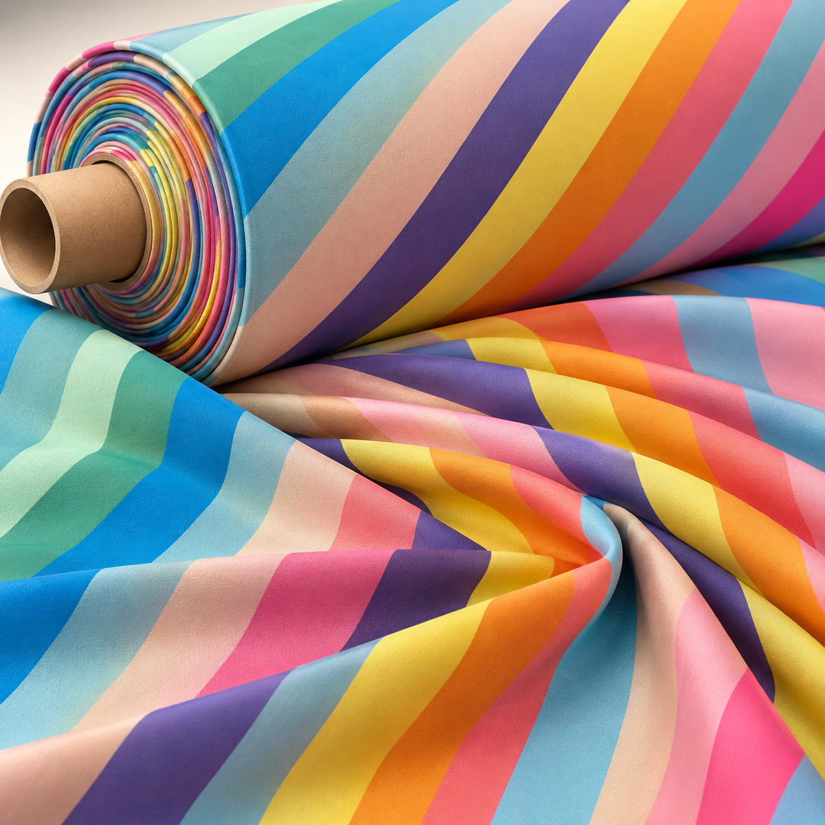 Multicolour Rainbow Stripes Fabric by the Metre - Whotex Fabrics London