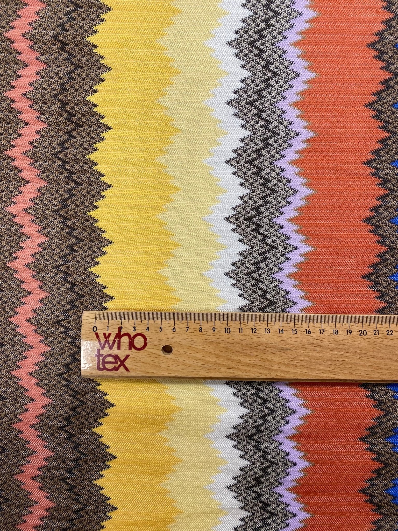 Multicolour Striped Zigzag Mesh Fabric by the Metre - Whotex Fabrics London