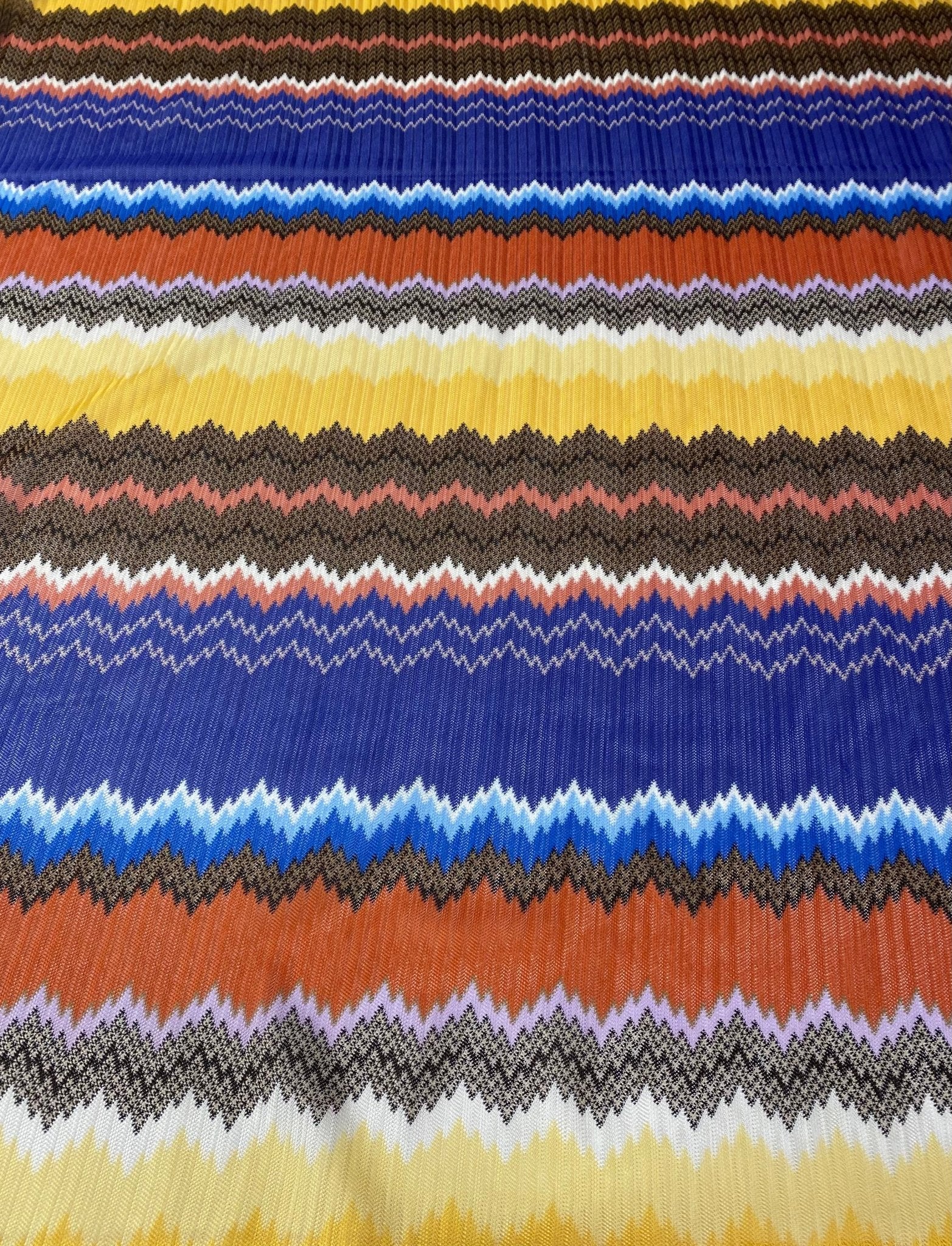 Multicolour Striped Zigzag Mesh Fabric by the Metre - Whotex Fabrics London
