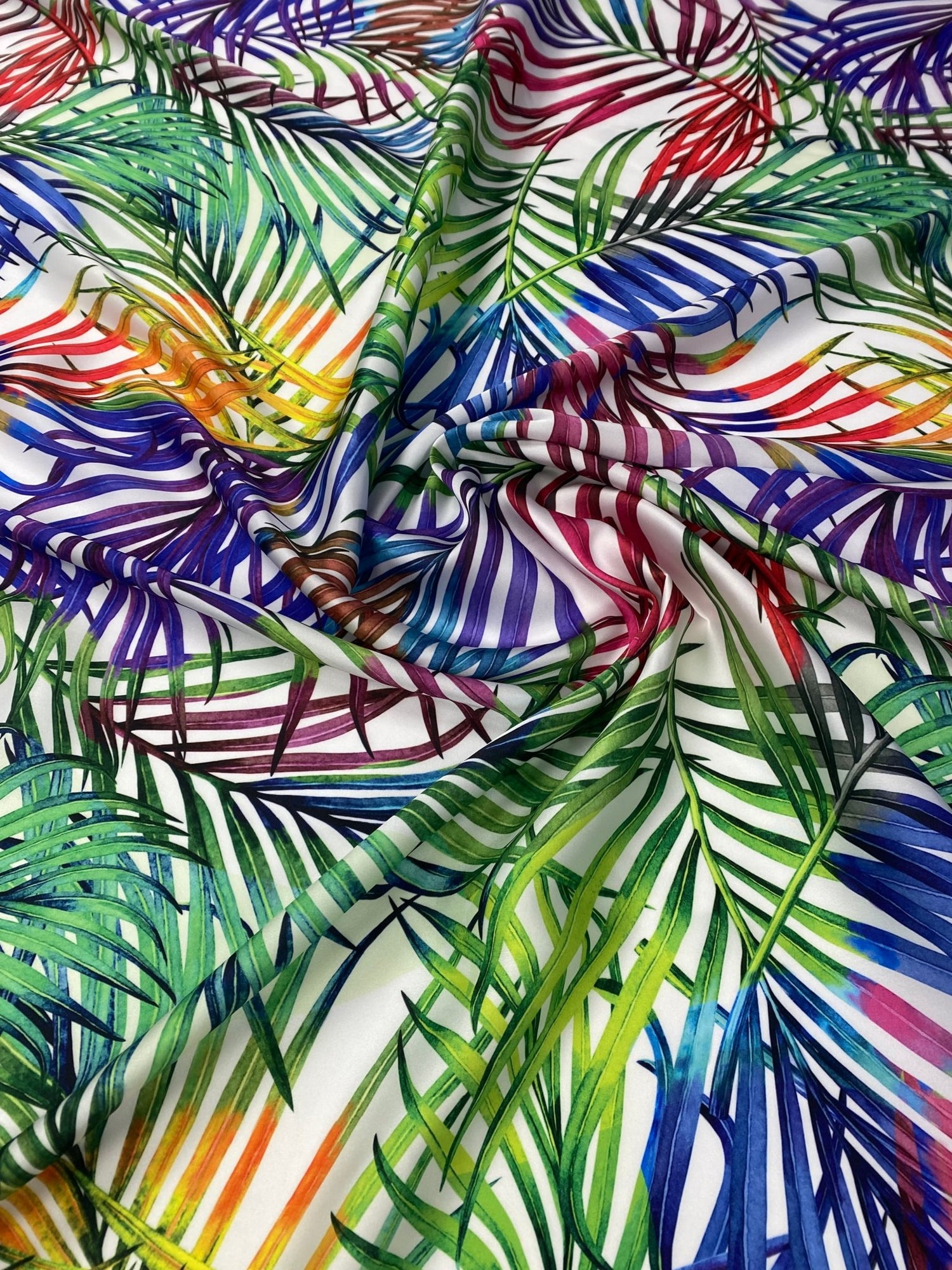 Multicolour Tropical Leaf Print Fabric by the Metre - Whotex Fabrics London