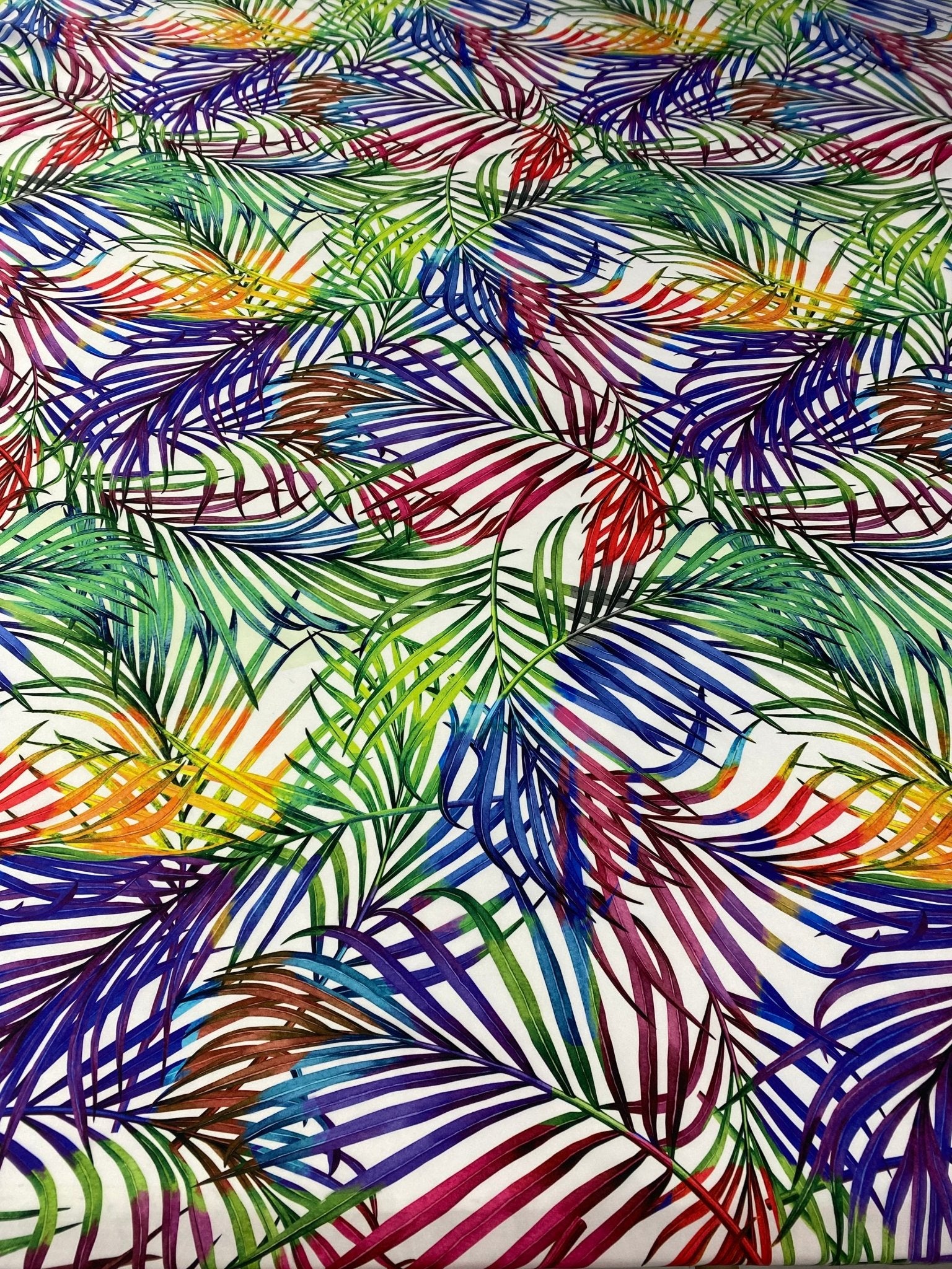Multicolour Tropical Leaf Print Fabric by the Metre - Whotex Fabrics London