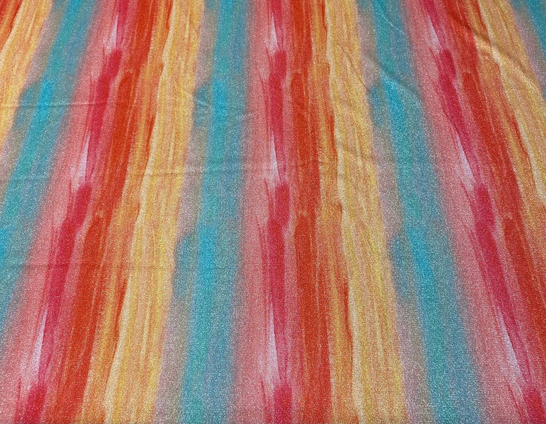 Multicolour Watercolour Lurex Fabric by the Metre - Whotex Fabrics London