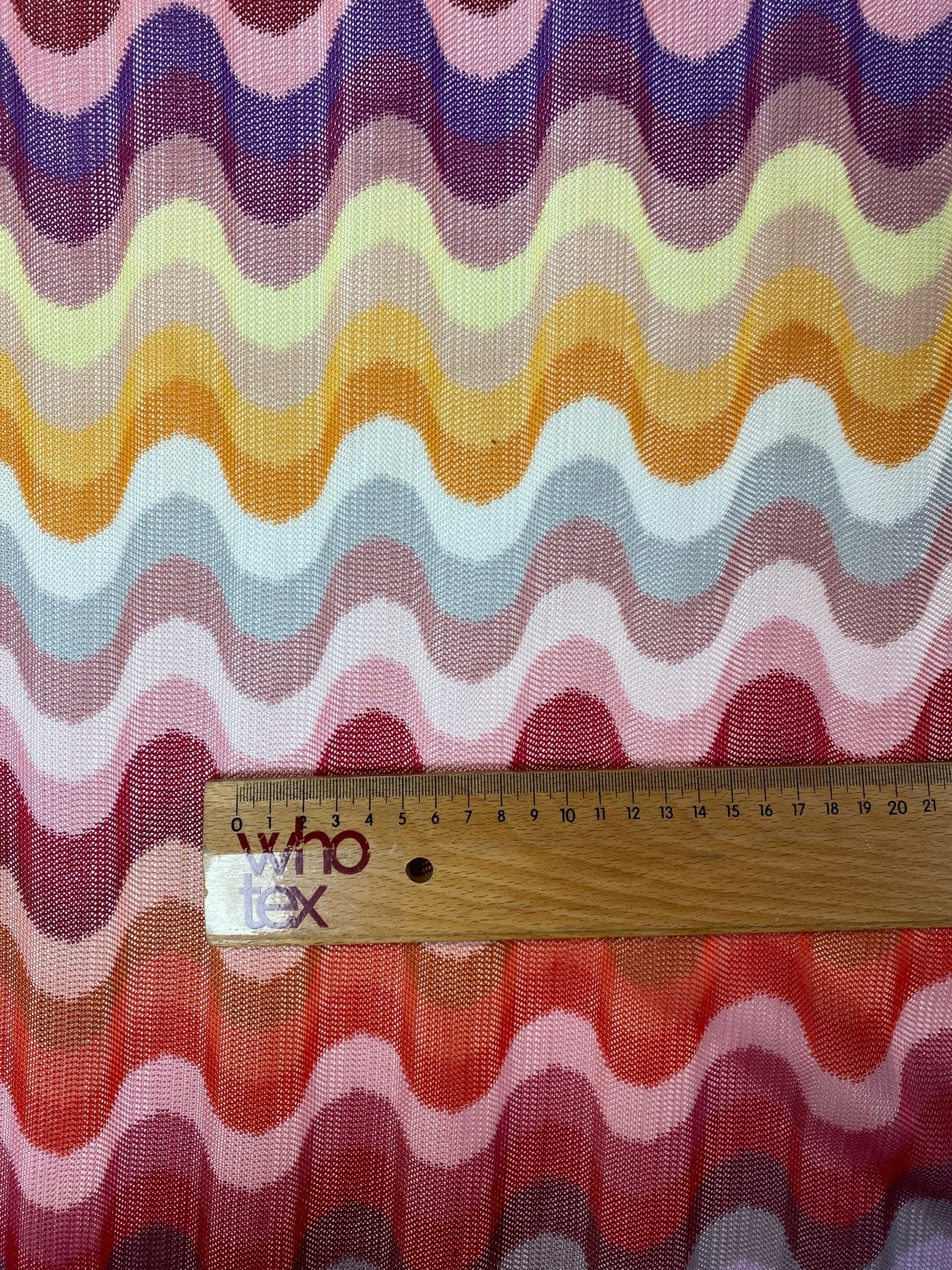 Multicolour Wave Mesh Fabric by the Metre - Whotex Fabrics London