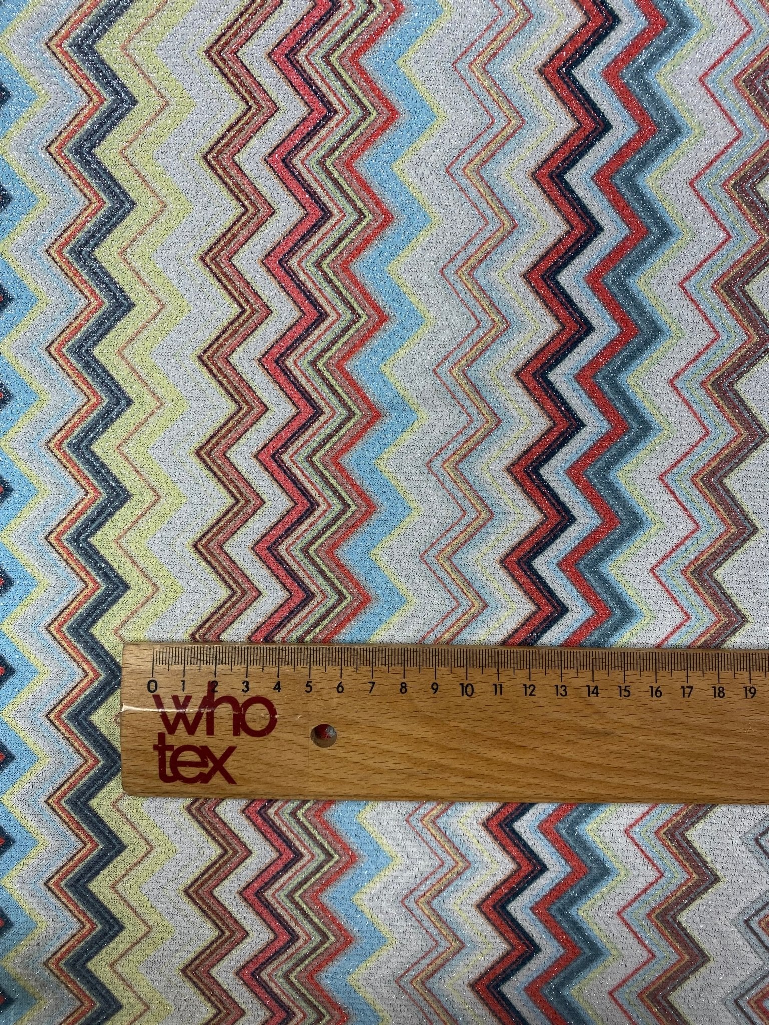 Multicolour Zigzag Lurex Fabric with Metallic Shine - Whotex Fabrics London