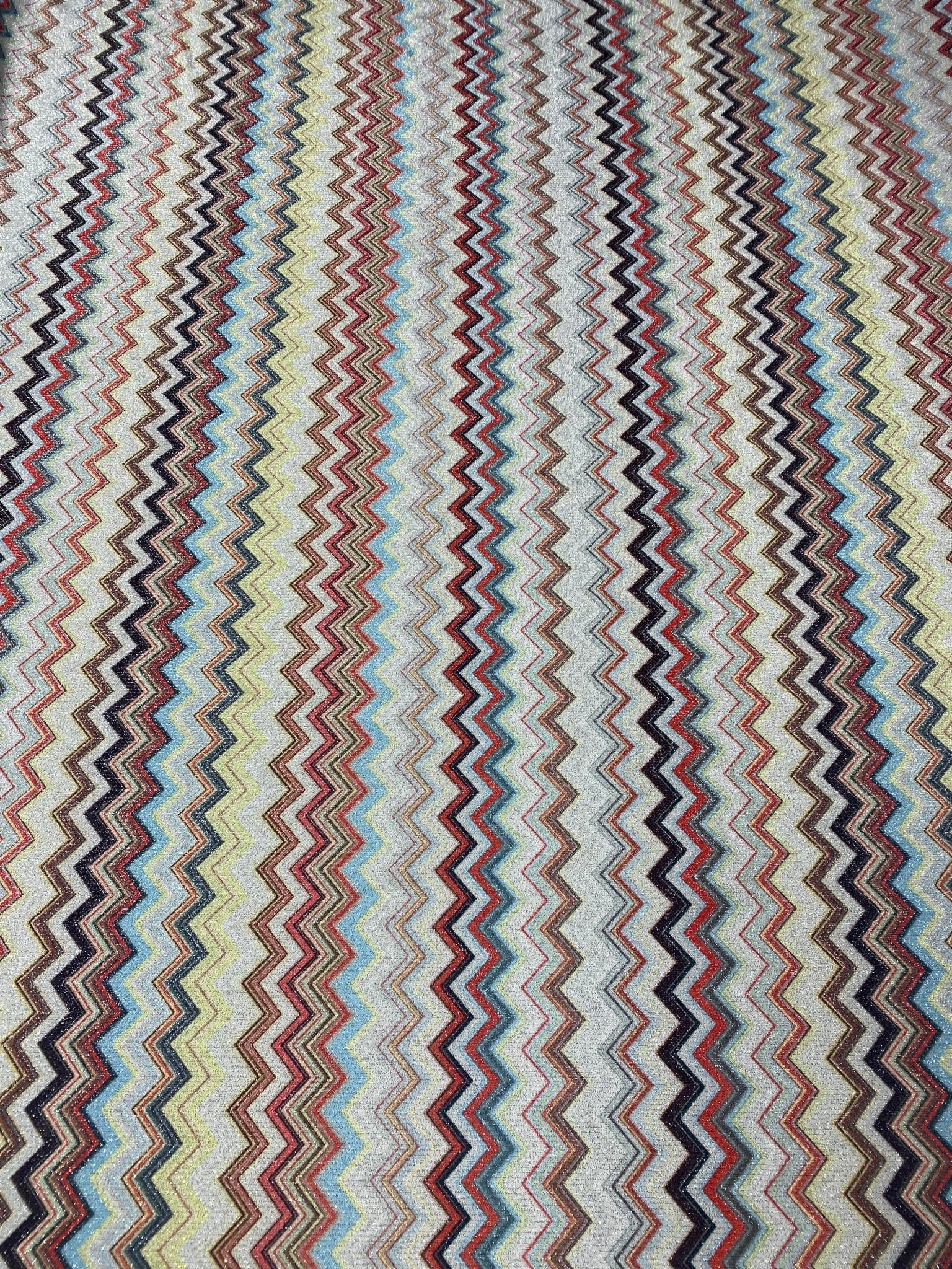Multicolour Zigzag Lurex Fabric with Metallic Shine - Whotex Fabrics London