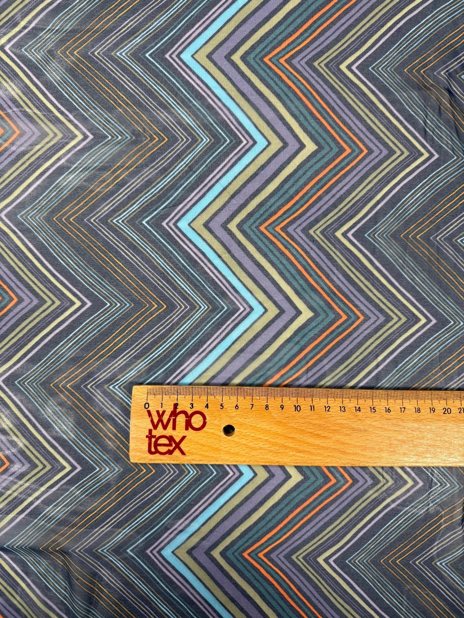 Multicolour Zigzag Print Fabric – Soft Drape Material - Whotex Fabrics London