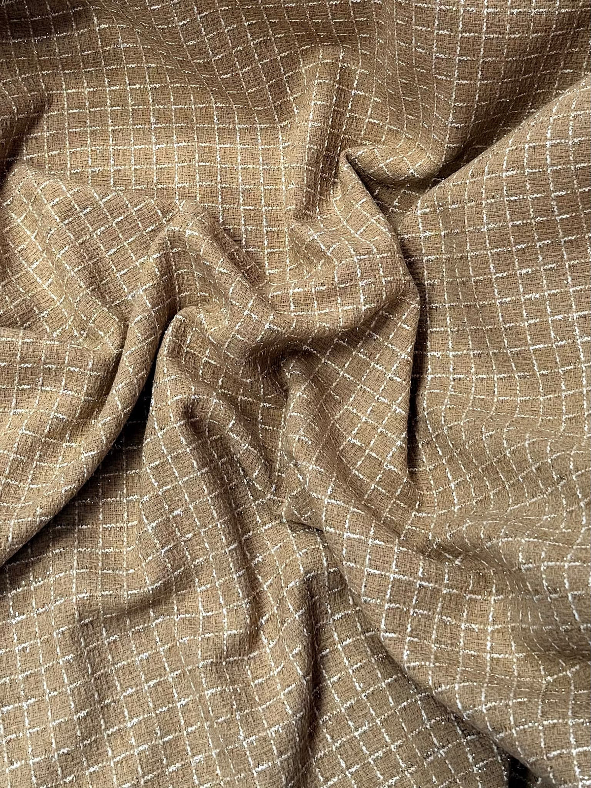 Mustard Wool Tweed Fabric – Glitter Checked Coat Fabric - Whotex Fabrics London