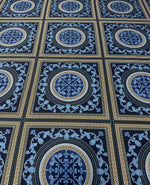 Navy Blue Baroque Greek Key Fabric By Metre - Whotex Fabrics London