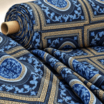 Navy Blue Baroque Greek Key Fabric By Metre - Whotex Fabrics London
