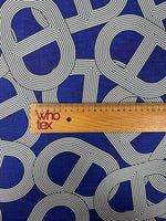 Navy Blue Geometric Pattern Fabric by the Metre - Whotex Fabrics London