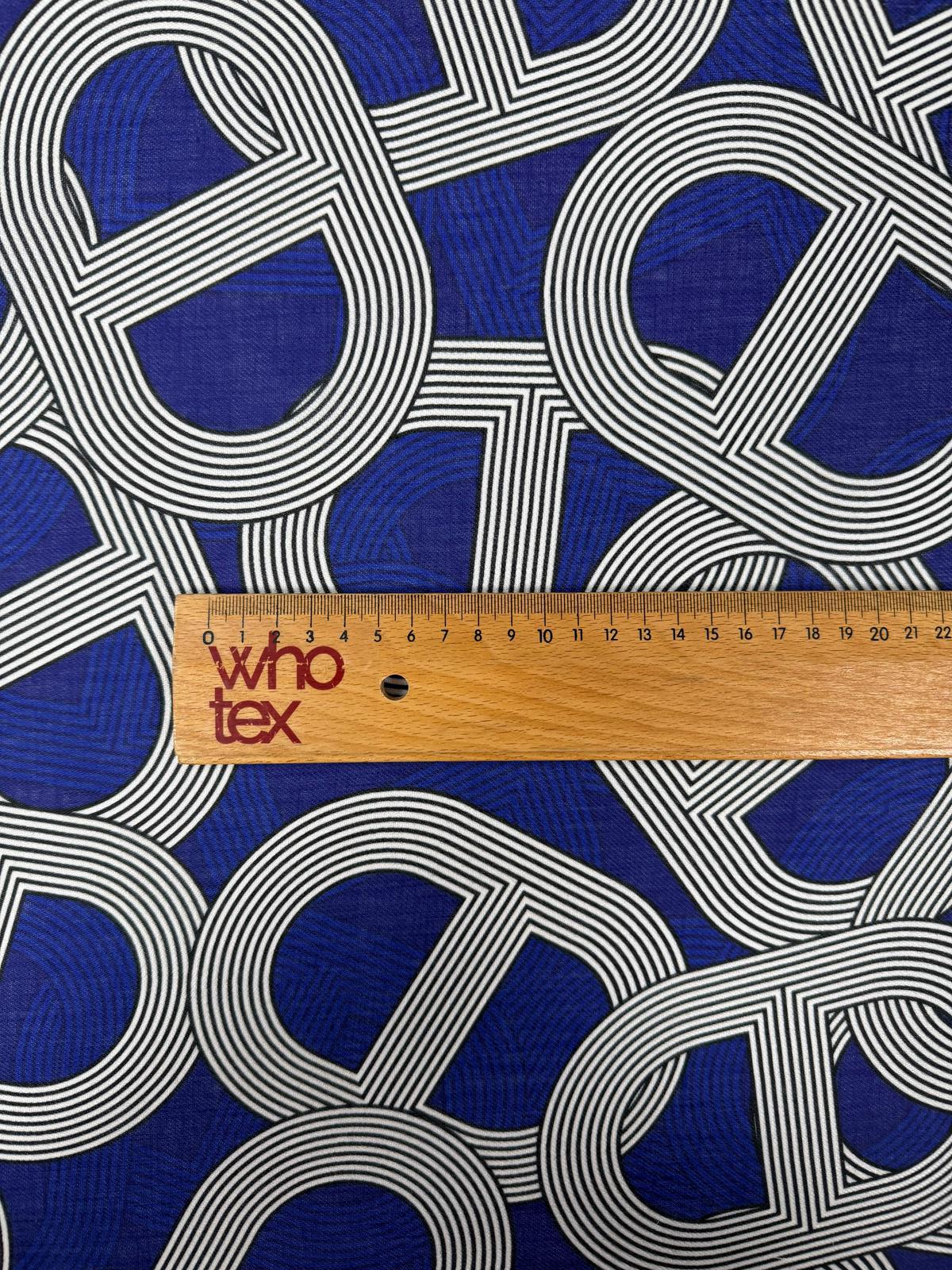 Navy Blue Geometric Pattern Fabric by the Metre - Whotex Fabrics London