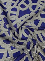 Navy Blue Geometric Pattern Fabric by the Metre - Whotex Fabrics London