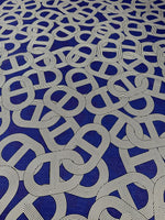 Navy Blue Geometric Pattern Fabric by the Metre - Whotex Fabrics London