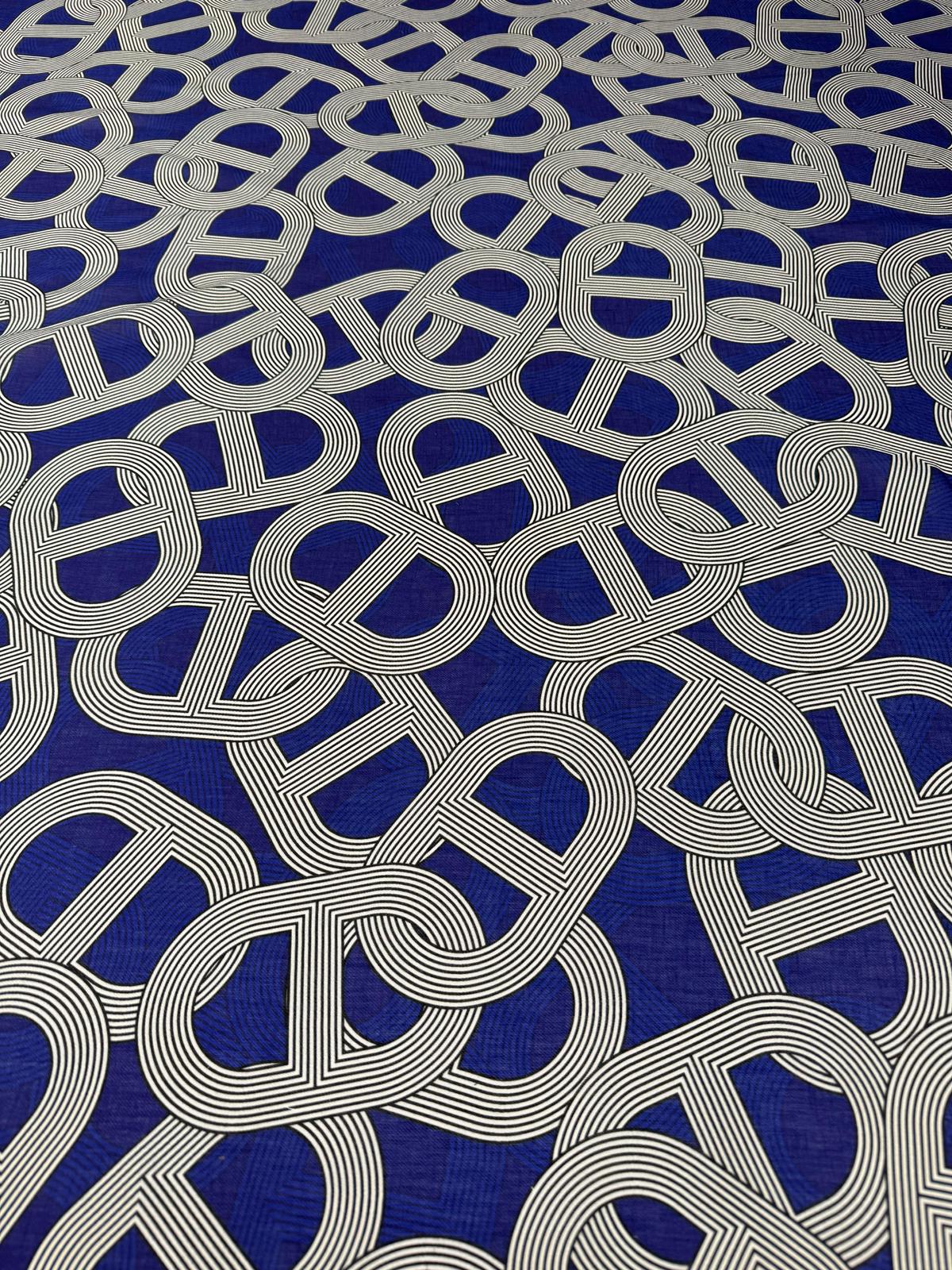 Navy Blue Geometric Pattern Fabric by the Metre - Whotex Fabrics London