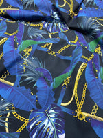 Navy Blue Leaf Fabric, Chain Pattern Fabric By The Yard - Whotex Online Fabric Store