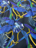 Navy Blue Leaf Fabric, Chain Pattern Fabric By The Yard - Whotex Online Fabric Store