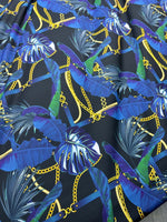 Navy Blue Leaf Fabric, Chain Pattern Fabric By The Yard - Whotex Online Fabric Store