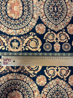 Navy Chiffon Satin Fabric by the Metre – Baroque Floral Medallion - Whotex Online Fabric Store