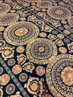 Navy Chiffon Satin Fabric by the Metre – Baroque Floral Medallion - Whotex Online Fabric Store