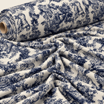 Navy Toile de Jouy Fabric by the Metre - Whotex Fabrics London