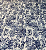 Navy Toile de Jouy Fabric by the Metre - Whotex Fabrics London